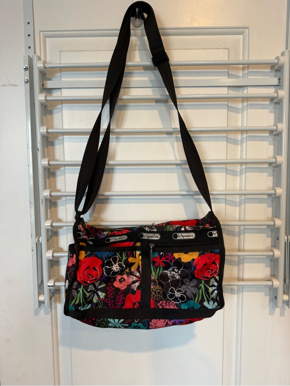 Lesportsac Black Floral Multicolor Crossbody Bag
